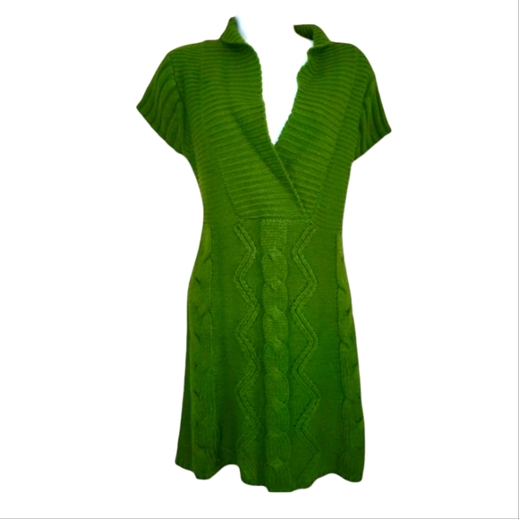 It's Our Time Dresses & Skirts - NWOT It's Our Time green cable knit shawl collar mini sweater dress Women Medium